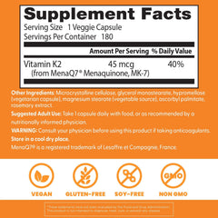 Doctor's Best Natural Vitamin K2 Mk-7 Capsule , Supports Bone Health & Soft Tissue Elasticity, 180 Ct