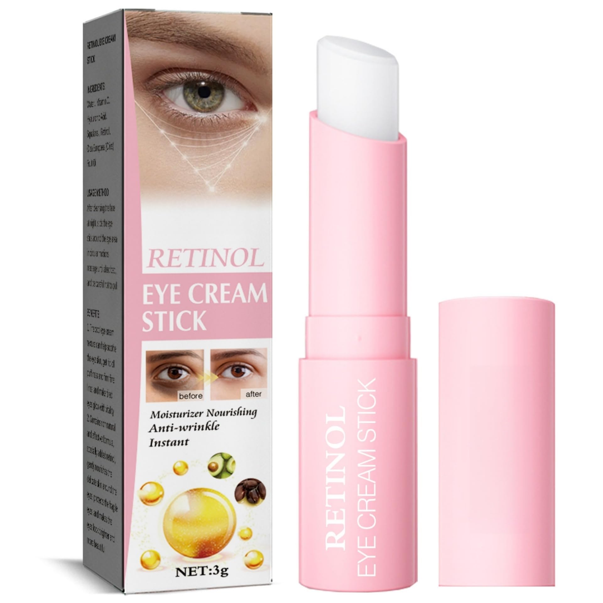 Retinol Eye Cream Stick for Anti-Wrinkle, Dark Circles & Firming