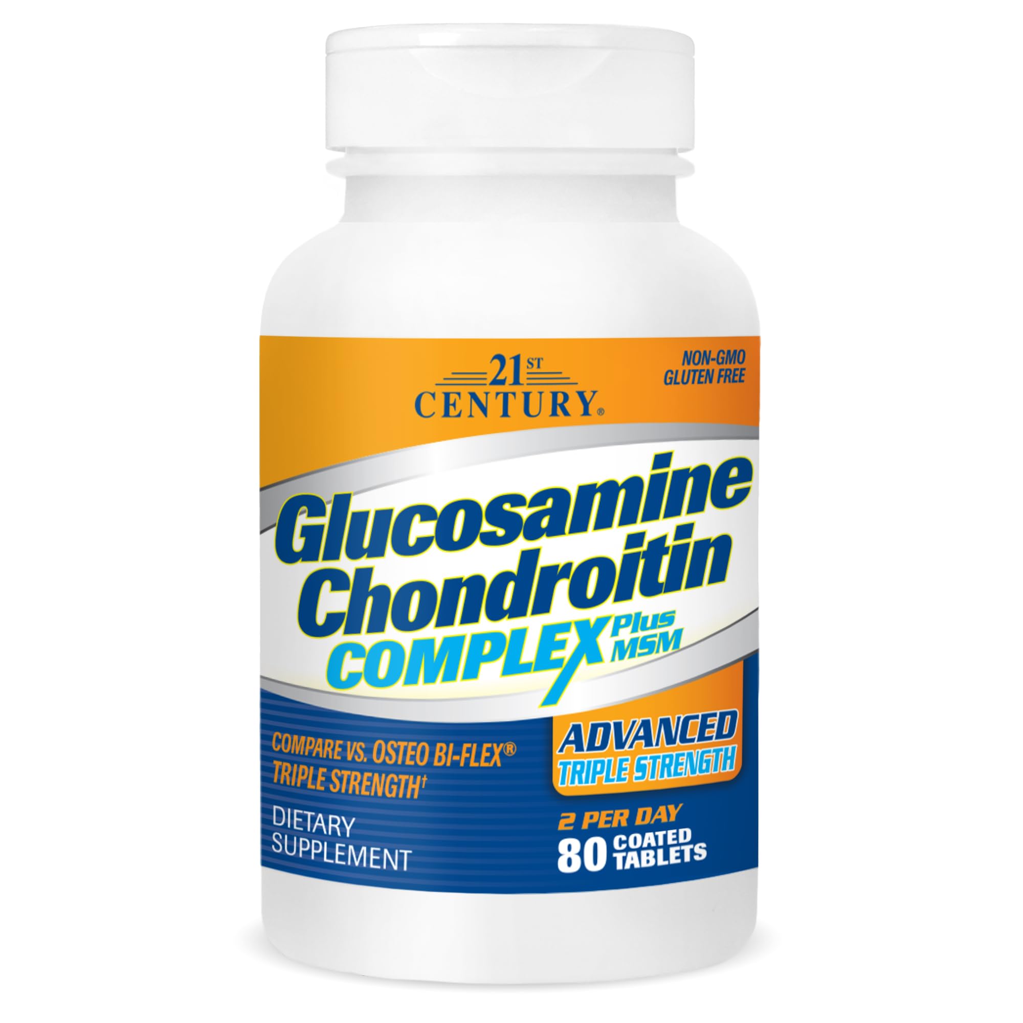 21st Century Glucosamine Chondroitin Complex Plus MSM 80 Tablets - Triple Strength Joint Support