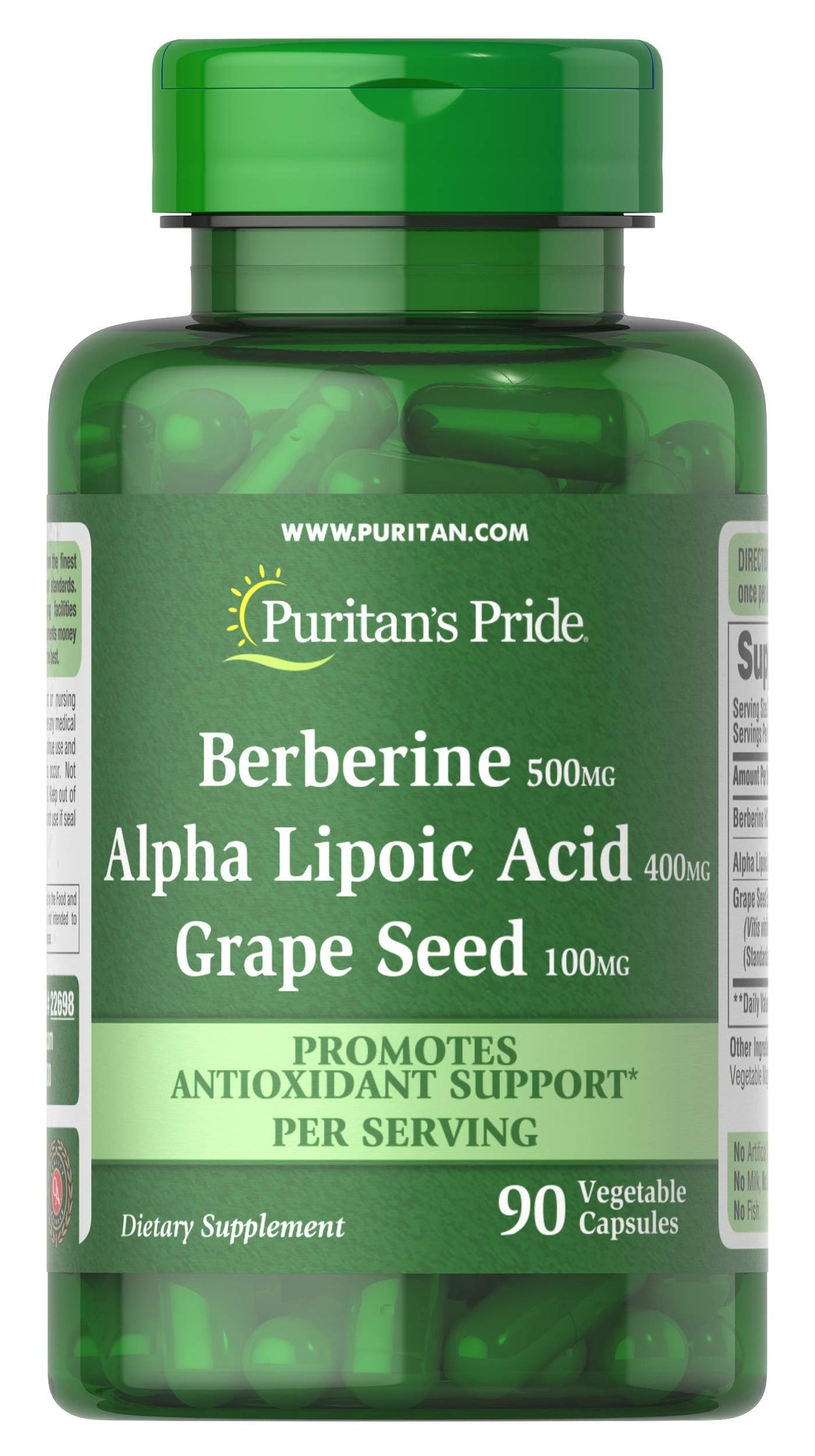 Puritan's Pride Berberine & Alpha Lipoic Acid Antioxidant Support, 90 Capsules