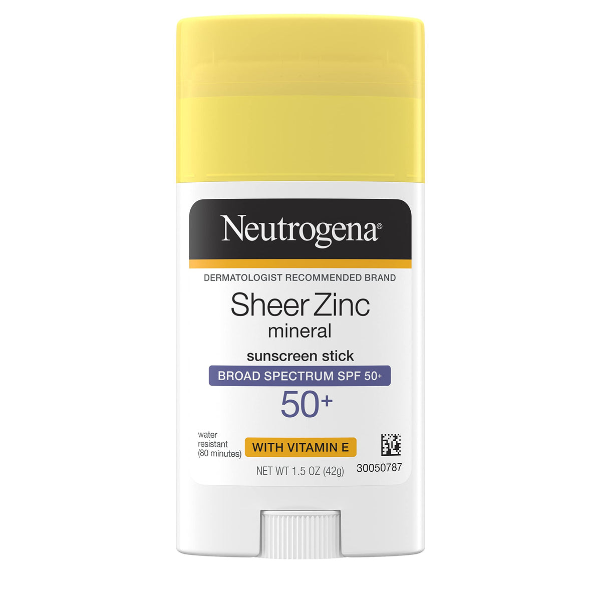 Neutrogena Sheer Zinc Oxide Mineral Sunscreen Stick SPF 50+ - Vitamin E Enriched, Water Resistant & Residue-Free - 1.5 Oz