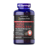 Puritans Pride Triple Omega 3-6-9 Fish Oil, Flaxseed, and Borage Supplement - 240 Count