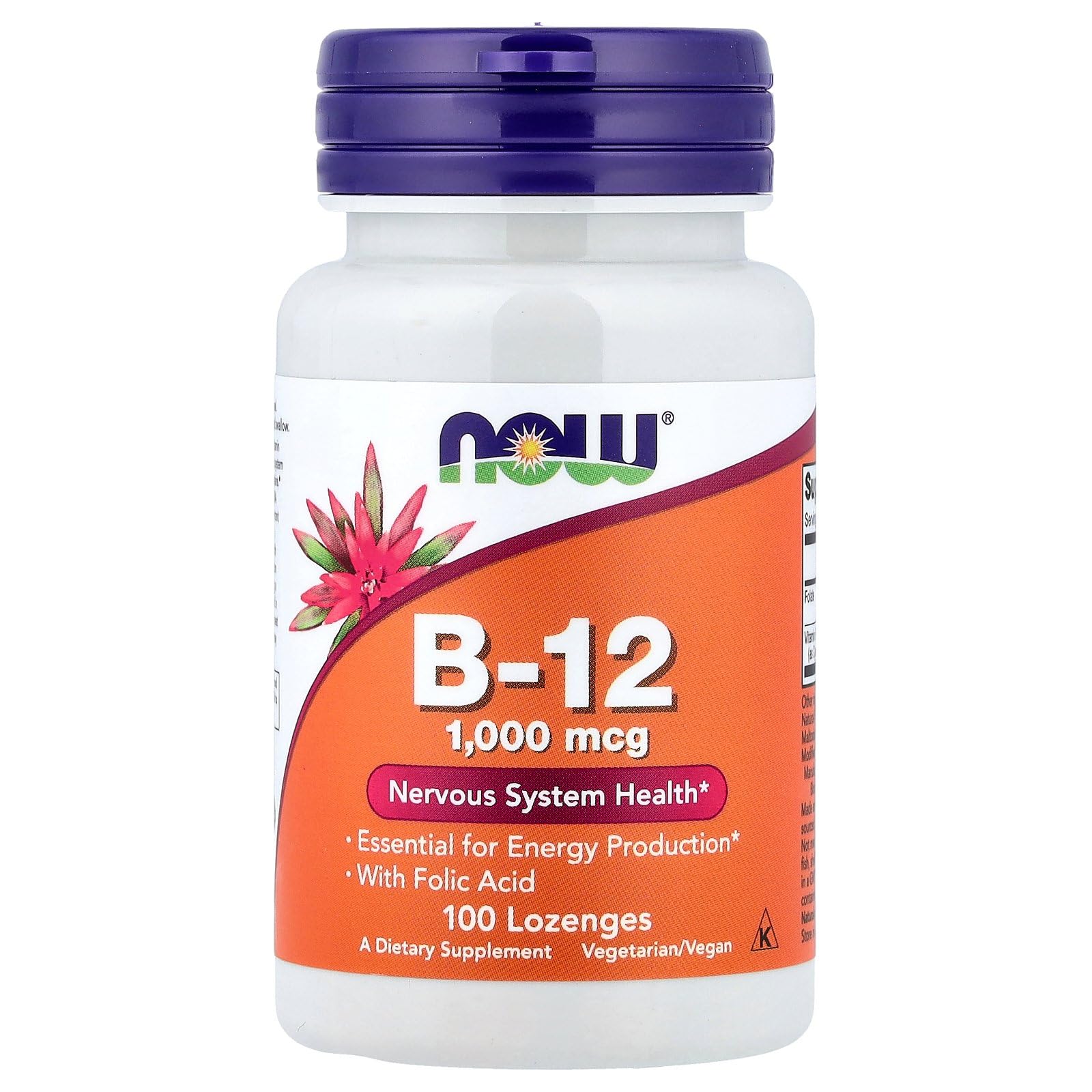 NOW Vitamin B-12 Lozenges - 1000 Mcg, 100 Count - Supports Energy, Nervous System & Red Blood Cell Formation