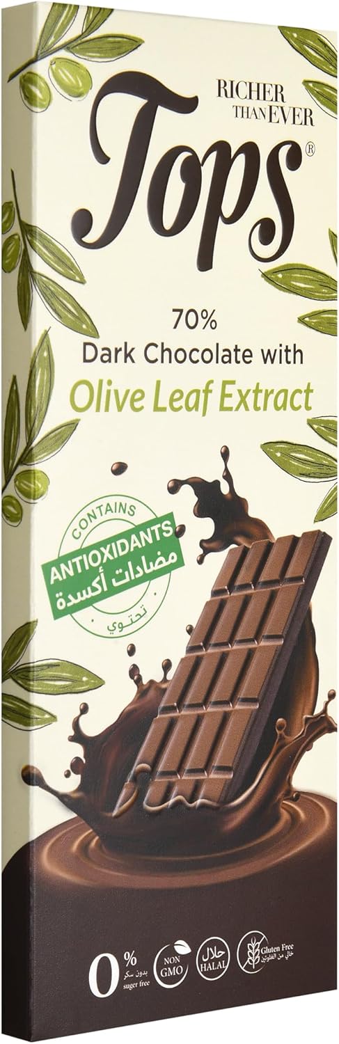Topps Antioxidant Rich Dark Chocolate Bar 70% Cocoa - Sugar-Free