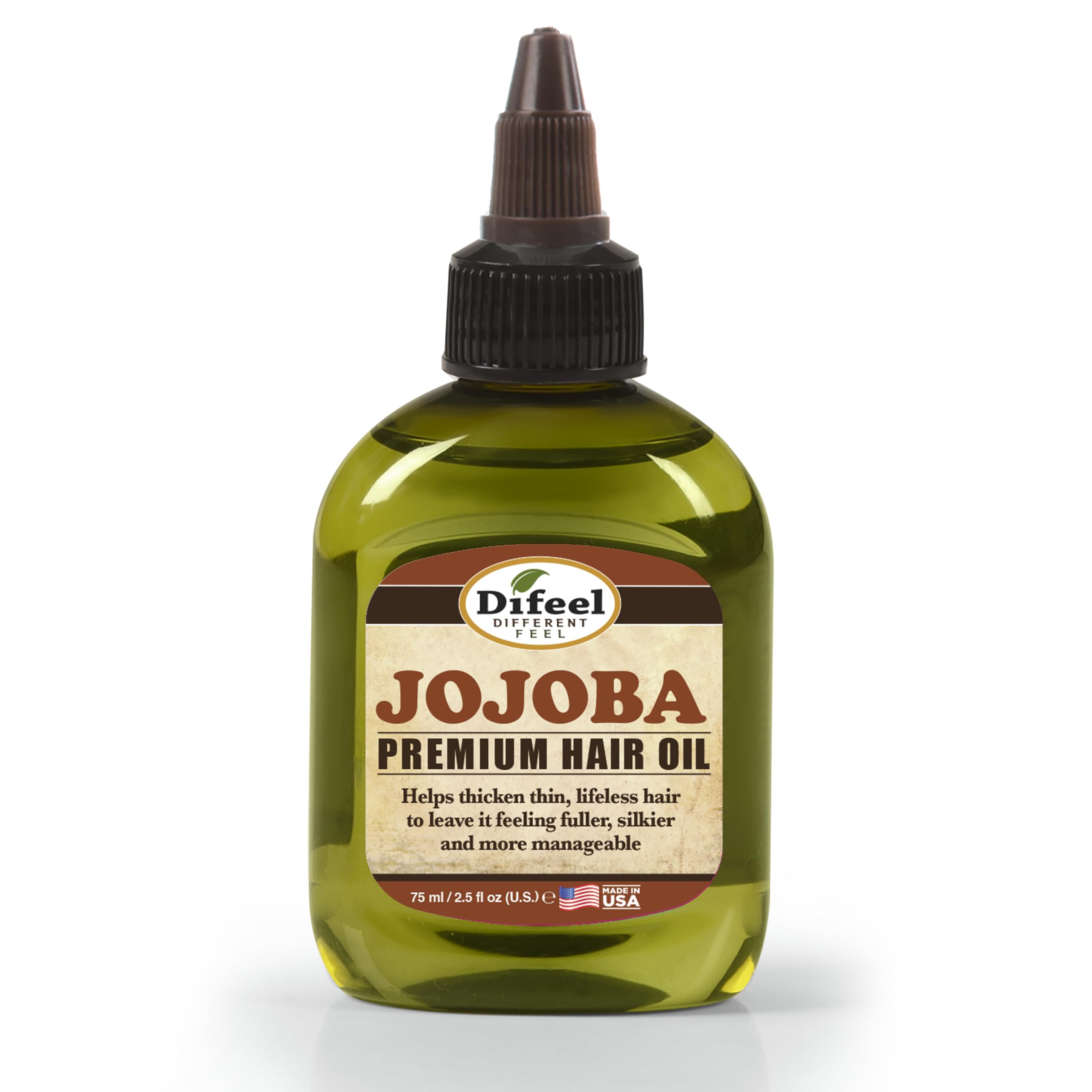 Difeel Premium Jojoba Oil for Hair - Natural Hair Oil for Hydration & Shine - 2.5oz