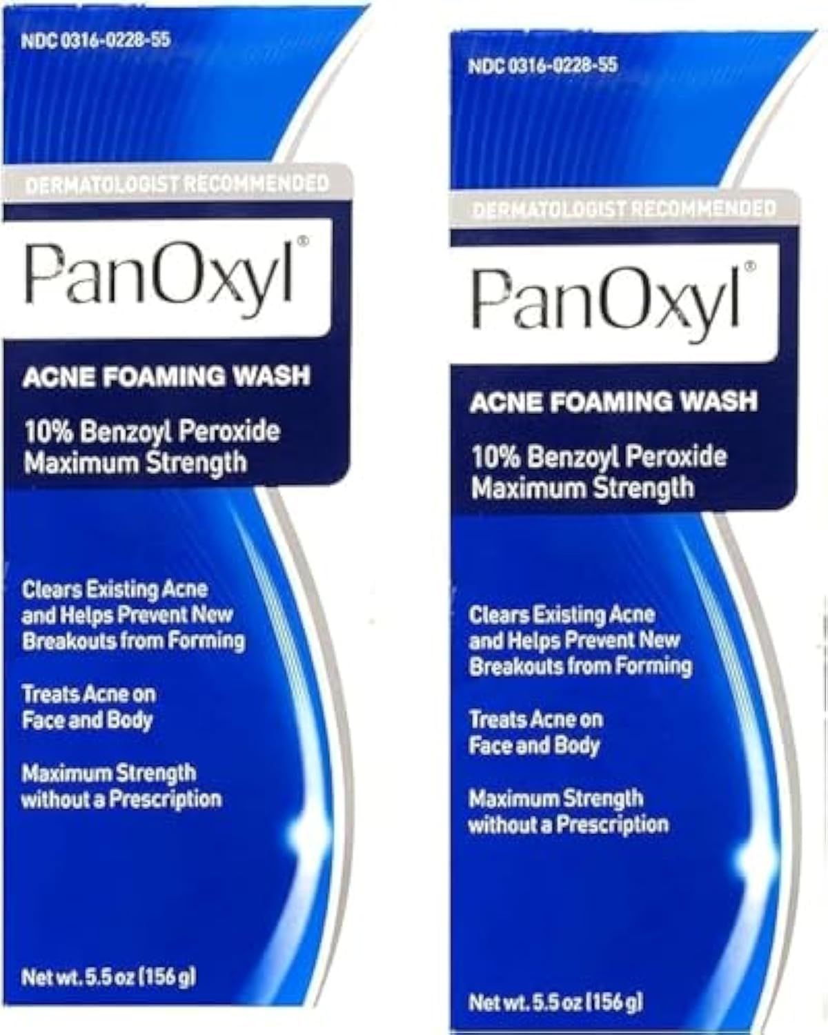 PanOxyl Acne Foaming Wash Benzoyl Peroxide 10% Maximum Strength - 5.5 oz (Pack of 2)