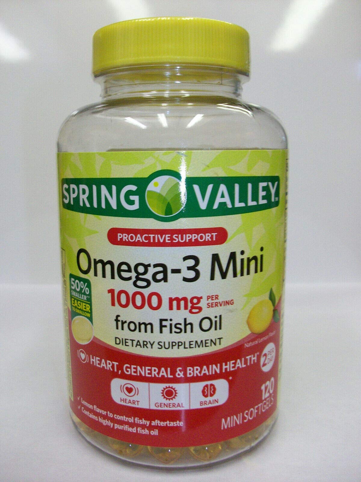 Spring Valley Mini Omega-3 Fish Oil 1000mg - Lemon Flavor - 120 Softgels