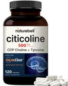 NatureBell Citicoline CDP Choline 500mg + Tyrosine 50mg - Brain Support Supplement - 120 Capsules - Non-GMO