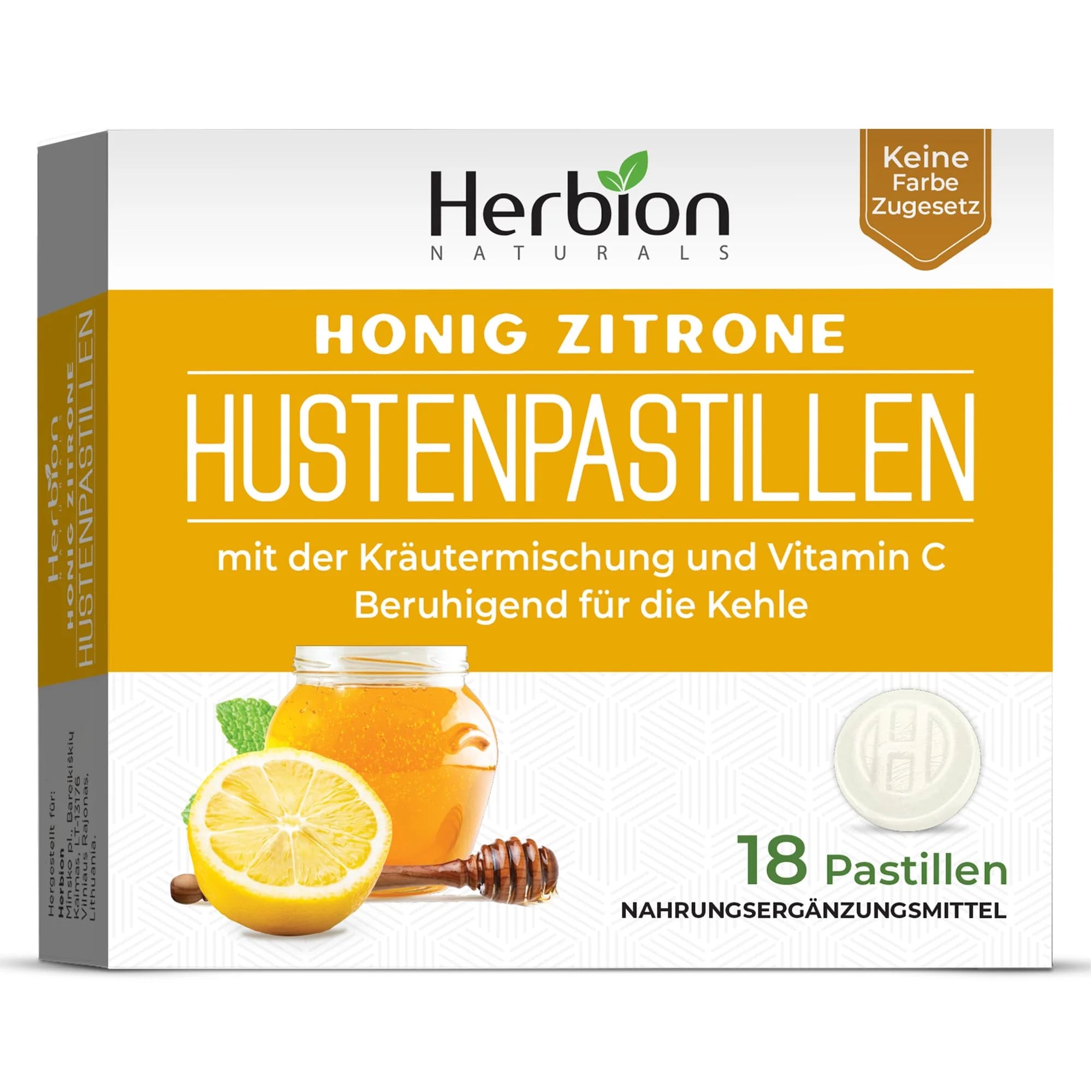 Herbion Naturals Honey Lemon Cough Lozenges - Natural Soothing Relief, 18 Count