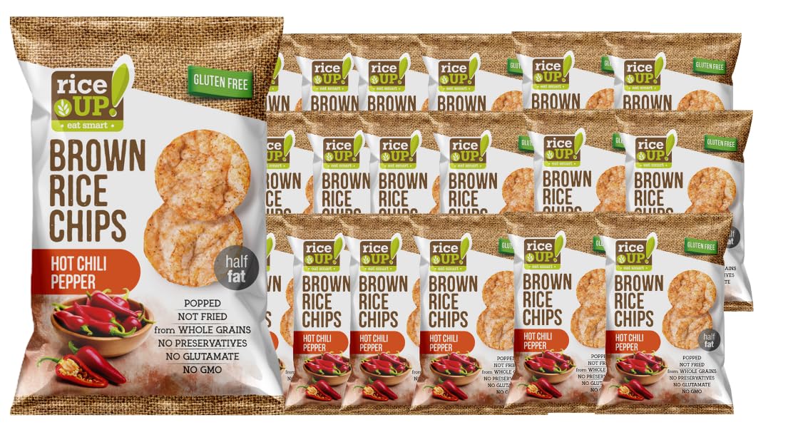 Rice Up Whole Grain Hot Chili Pepper Rice Chips - Bulk 50x25g Pack