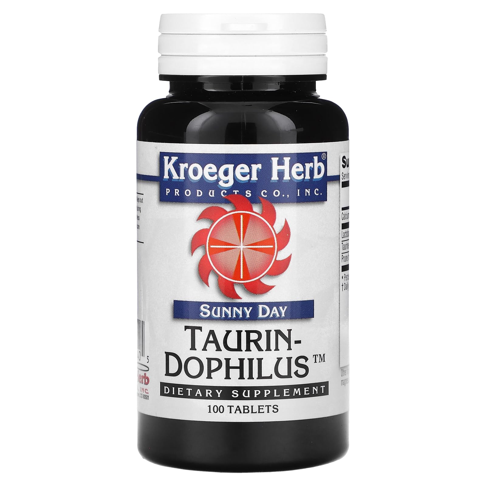 Kroeger Herb Taurine & Probiotic Dophilus Capsules - 100 Count