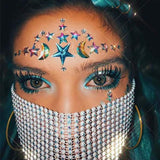 KASTWAVE Crystal Star Face Glitter Stickers - Festival Mermaid Body Jewels for Rave Parties
