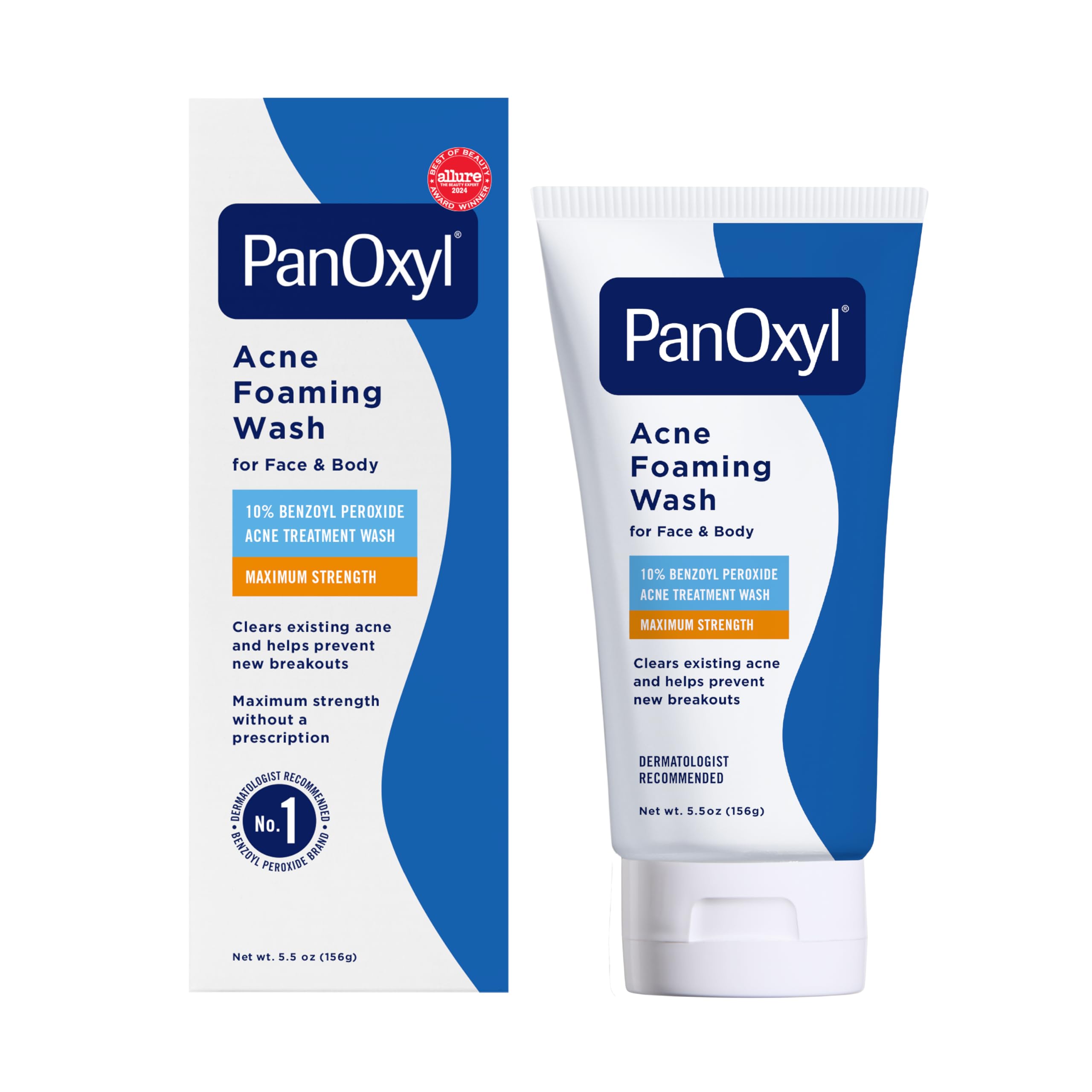 PanOxyl Acne Foaming Wash 10% Benzoyl Peroxide - Maximum Strength Antimicrobial - 5.5 Oz