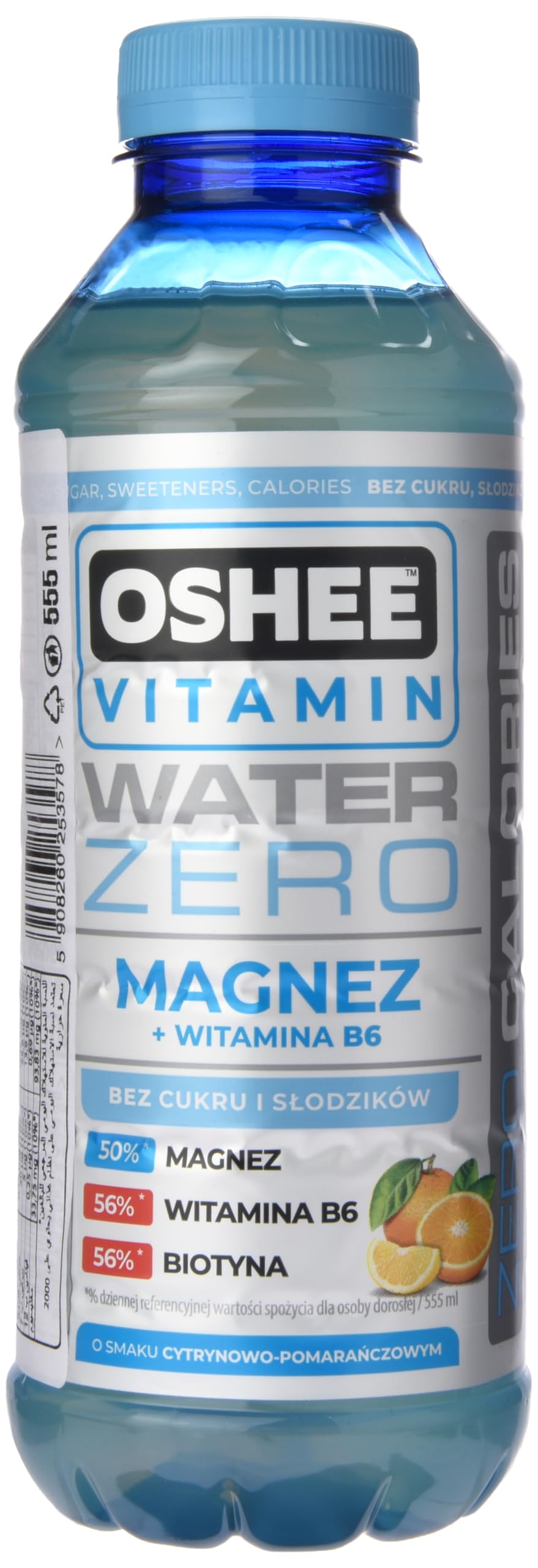 Oshee Magnez + B6 Zero Vitamin Water - Magnesium & B6 Infused, 555ml