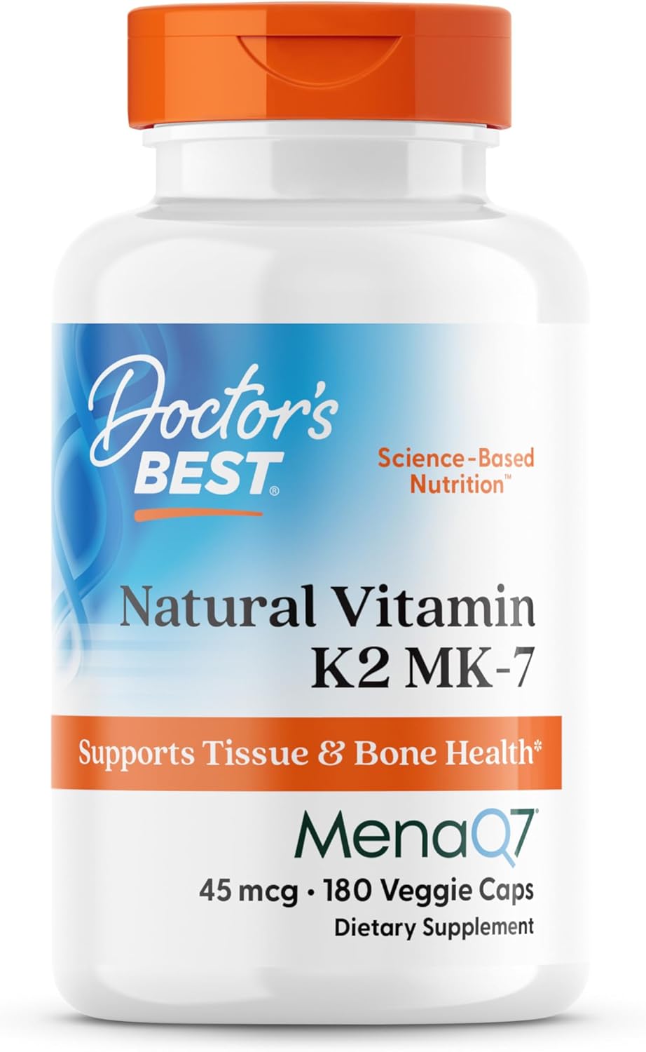 Doctor's Best K2 MK-٧ ميناكو ٤٥ ميكروغرام للعظام والقلب ١٨٠ كبسولة نباتية