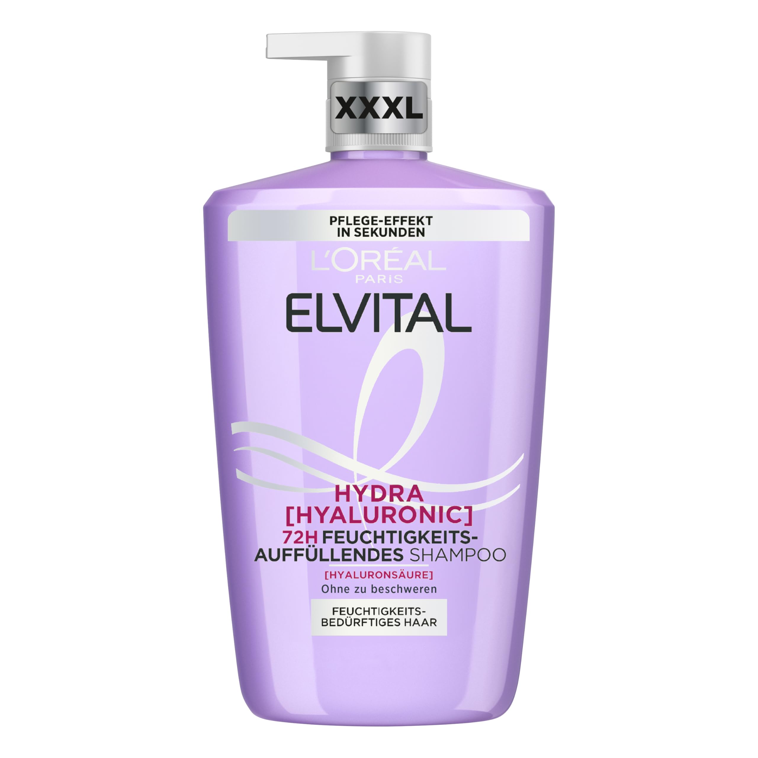 L'Oréal Paris Elvital Hydra Hyaluronic Moisturising XXXL Hyaluronic Shampoo for Shiny Hair, 1000 ml