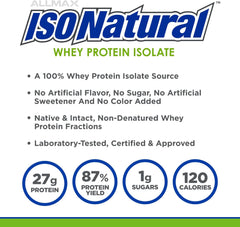 ALLMAX ISONATURAL Whey Protein Isolate, Chocolate - 5 lb - 27 Grams of Protein Per Scoop - Zero Fat & Sugar - 99% Lactose Free - with Prebiotics - No Artificial Flavors - Approx. 73 Servings