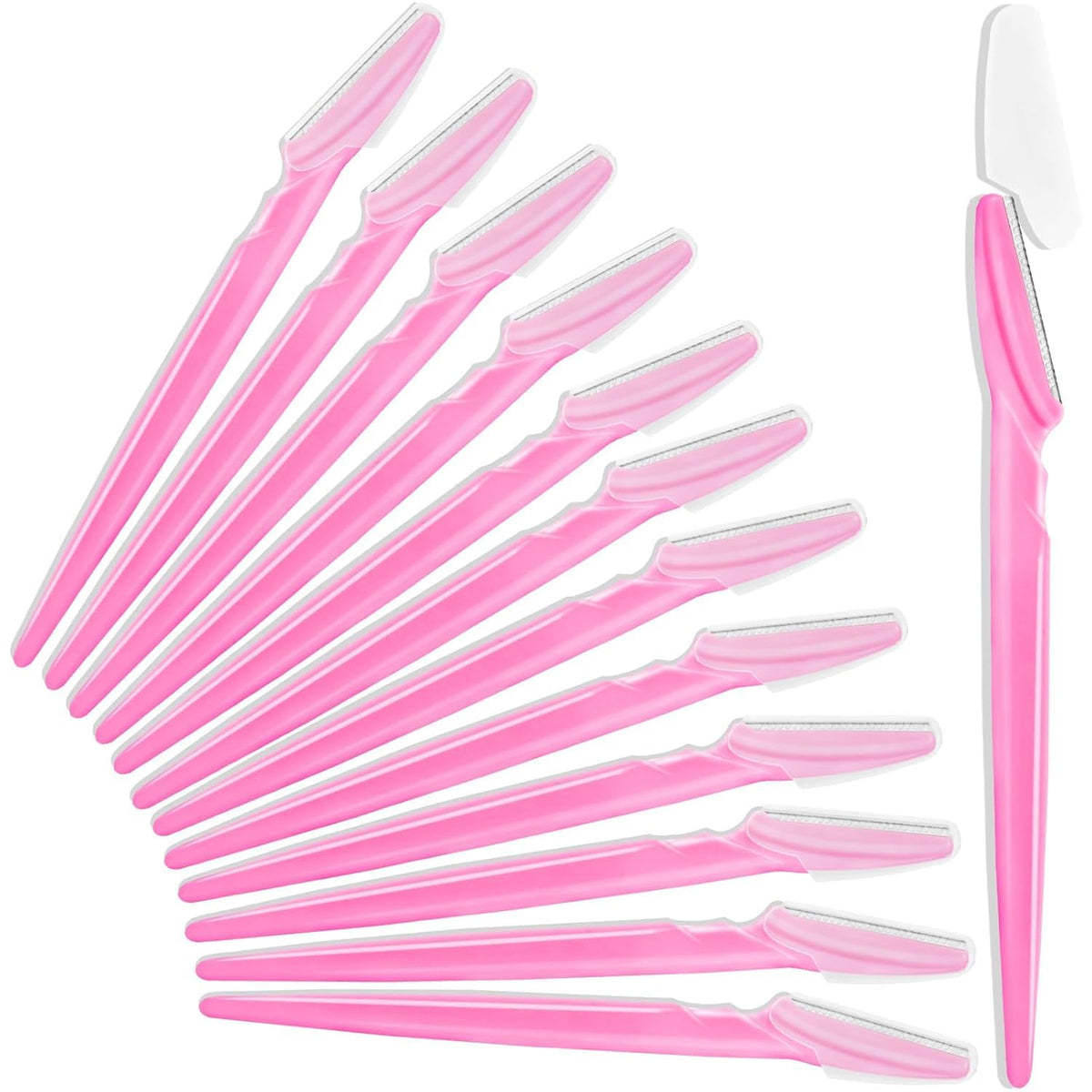 YelaJoy 12 Pcs Eyebrow Razors - Multipurpose Facial Hair Removal Tool with Safety Cover (Pink)
