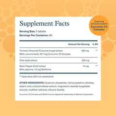 Youtheory Turmeric Advanced - 450 mg Turmeric Supplement - with 15 mg Black Pepper & 300 mg Olive Leaf Extract - Curcumin Joint Support* - Soy, Dairy & Gluten Free - 120 Vegetarian Tablets