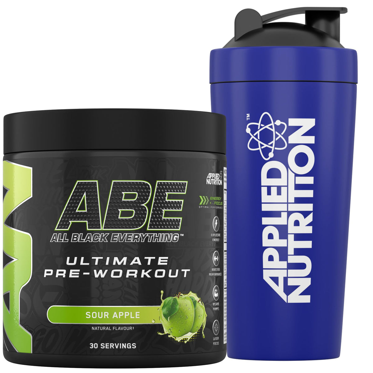 Applied Nutrition Bundle: ABE Pre Workout 375g + 750ml Steel Protein Shaker