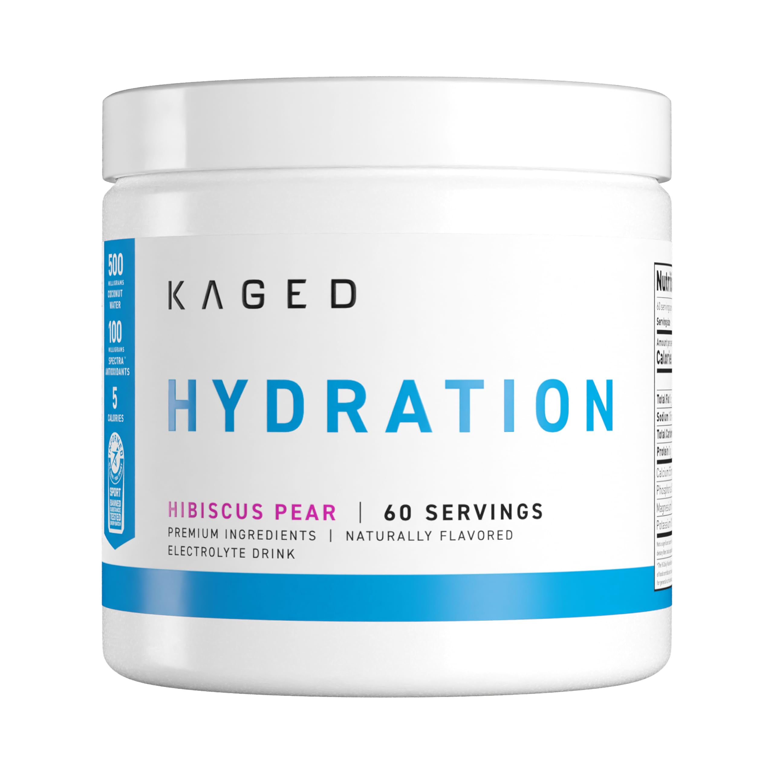 Kaged Electrolytes Muscle Hydra-Charge Powder - 60 Servings Hibiscus Pear - Premium Hydration Formula