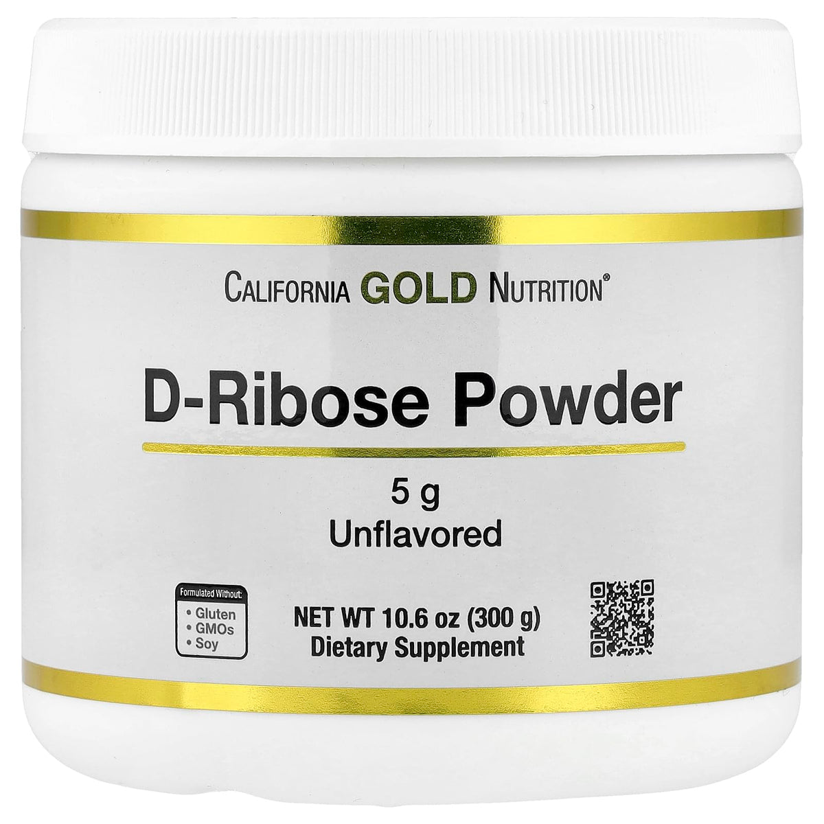 California Gold Nutrition D-Ribose Powder - Energy & Muscle Recovery - Unflavored 300g