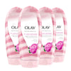 Olay Moisture Ribbons Plus Shea + Notes of Peony Blossom Body Wash | 18 fl oz | Pack of 4 | Hydrating & Nourishing
