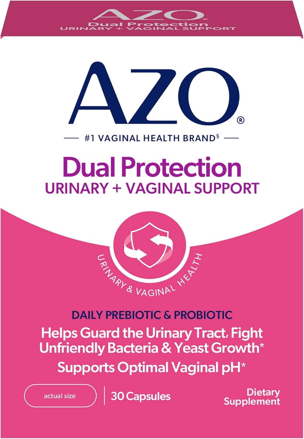 AZO Dual Protection: Urinary & Vaginal Balance, 30 Once-Daily Caps