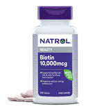 Natrol Biotin Maximum Strength Tablets - 10,000 mcg (200 Count) for Hair, Skin & Nails