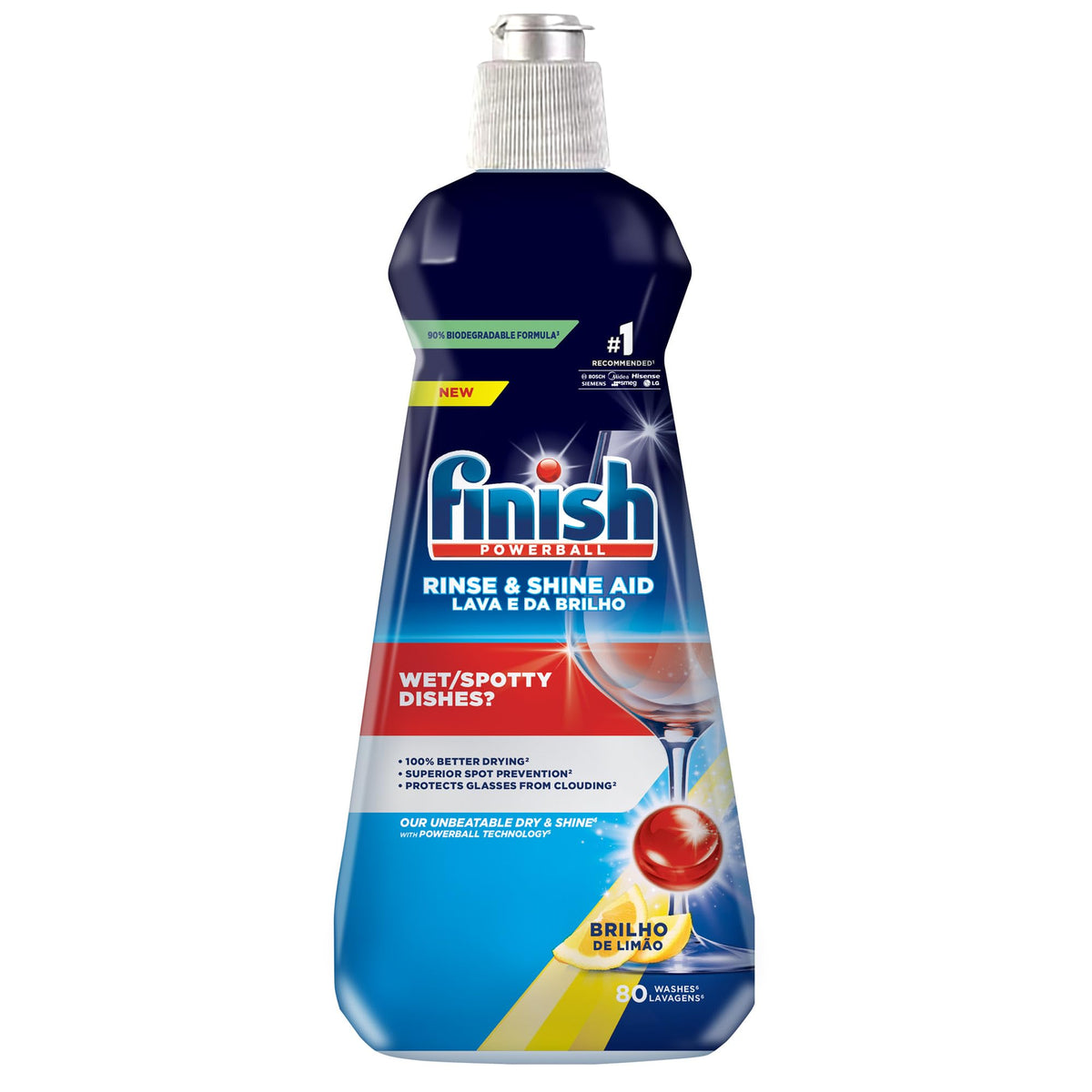 Finish Dishwasher Rinse & Shine Aid (Lemon Scent, 400ml) - Spot Prevention & Fast Drying