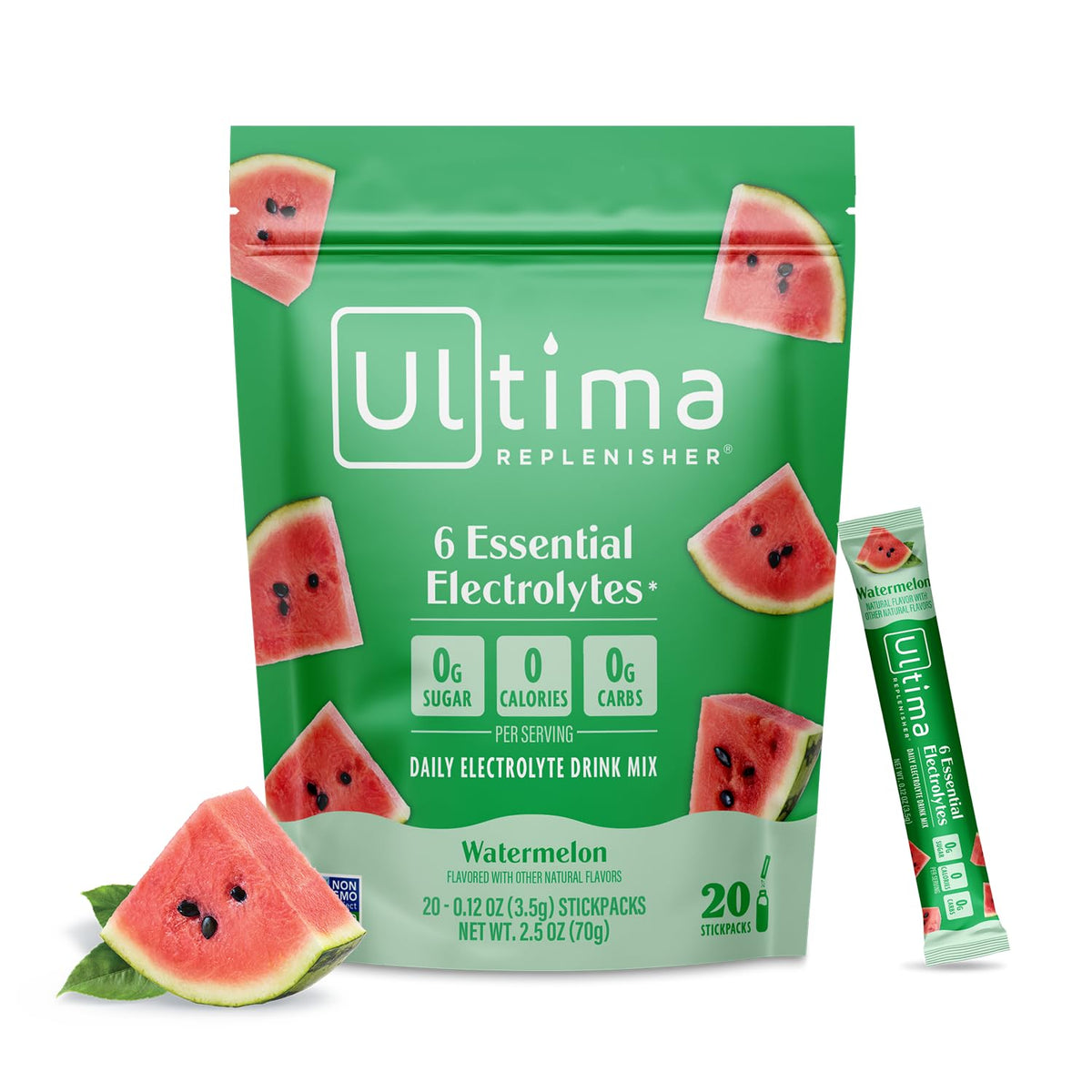 Ultima Replenisher Electrolyte Hydration Drink Mix - Watermelon, 20 Sticks