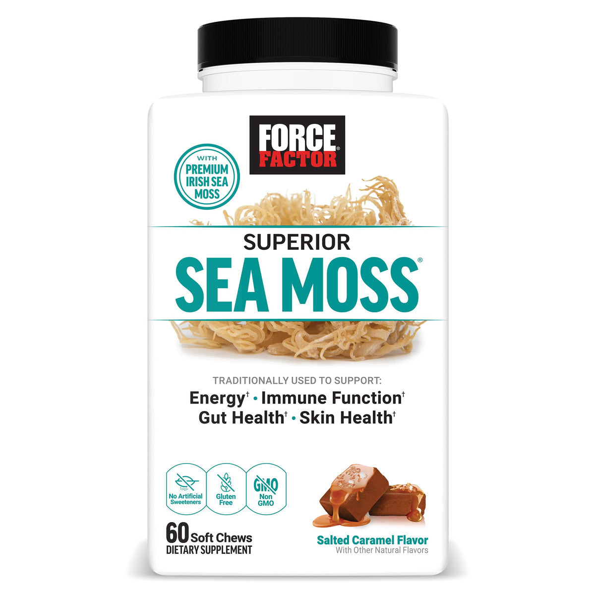 FORCE FACTOR Superior Irish Sea Moss Chews - Salted Caramel (60 Ct)