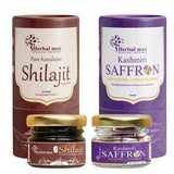 Herbal max Shilajit Resin & Saffron 1g Combo Pack of 2 - Premium Ayurvedic Vitality Duo