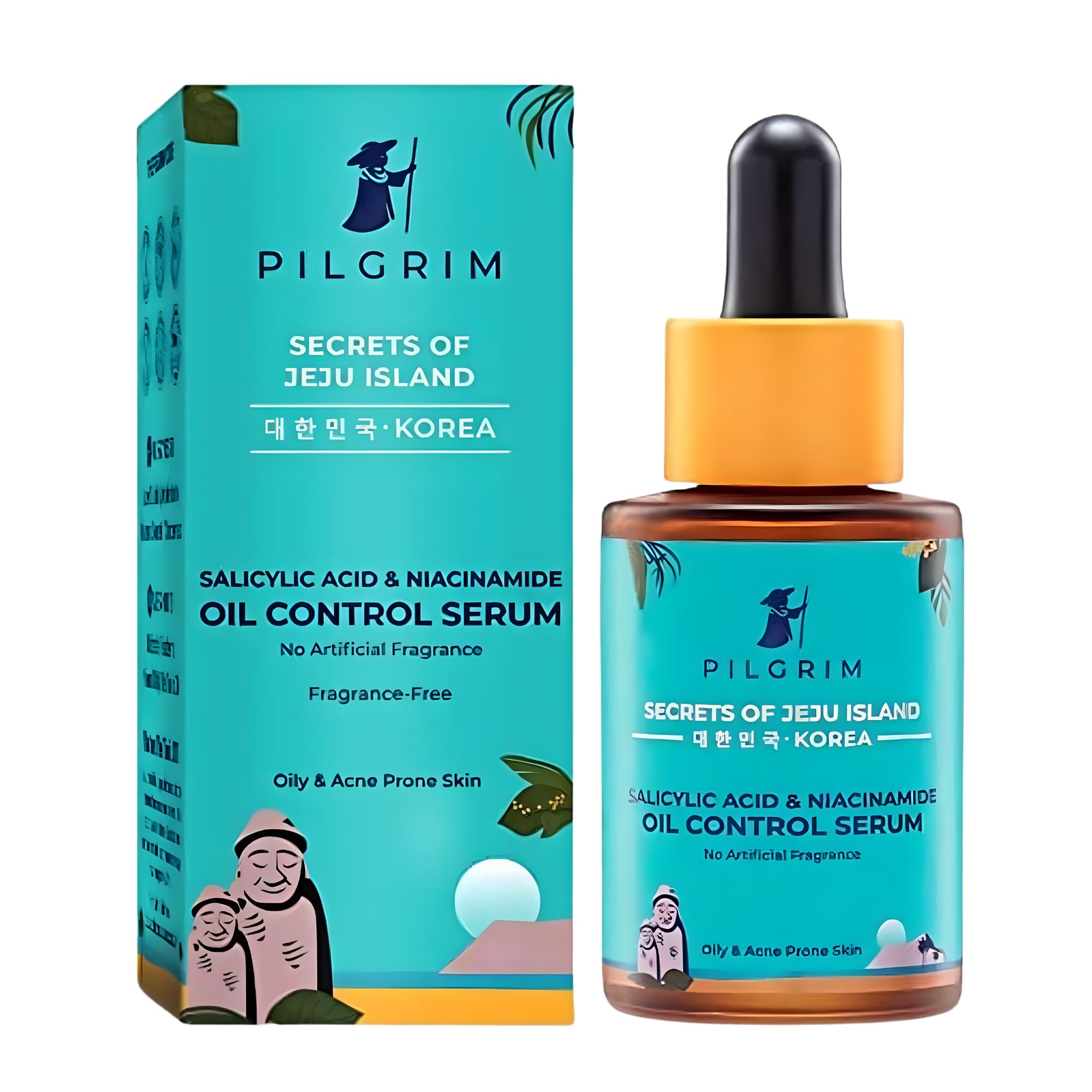 Pilgrim Korean Oil Control Serum - Salicylic Acid & Niacinamide Exfoliating Facial Serum for Radiant Skin, 30ml