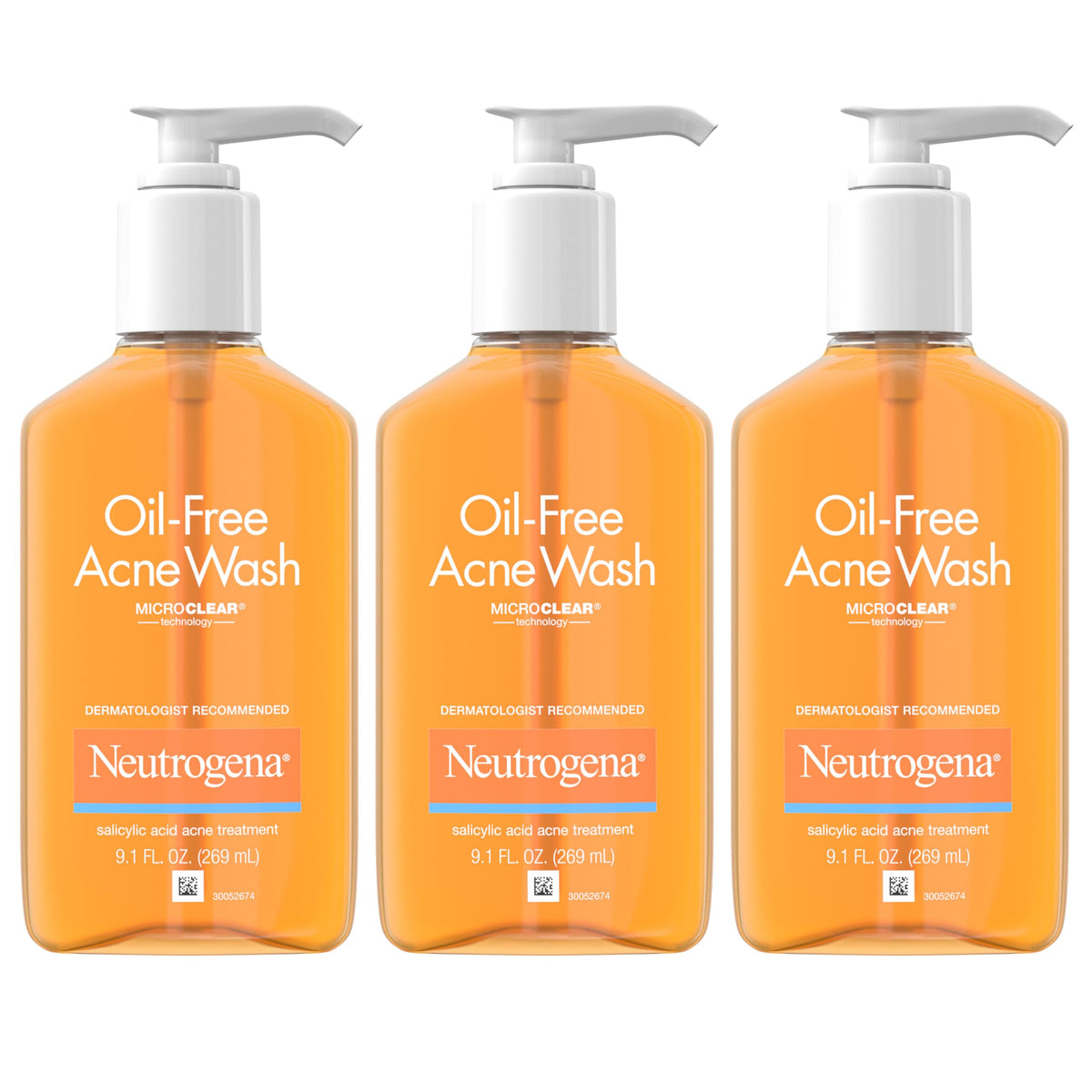 Neutrogena Oil-Free Acne Fighting Facial Cleanser with Salicylic Acid - 9.1 fl. oz, 3 pk