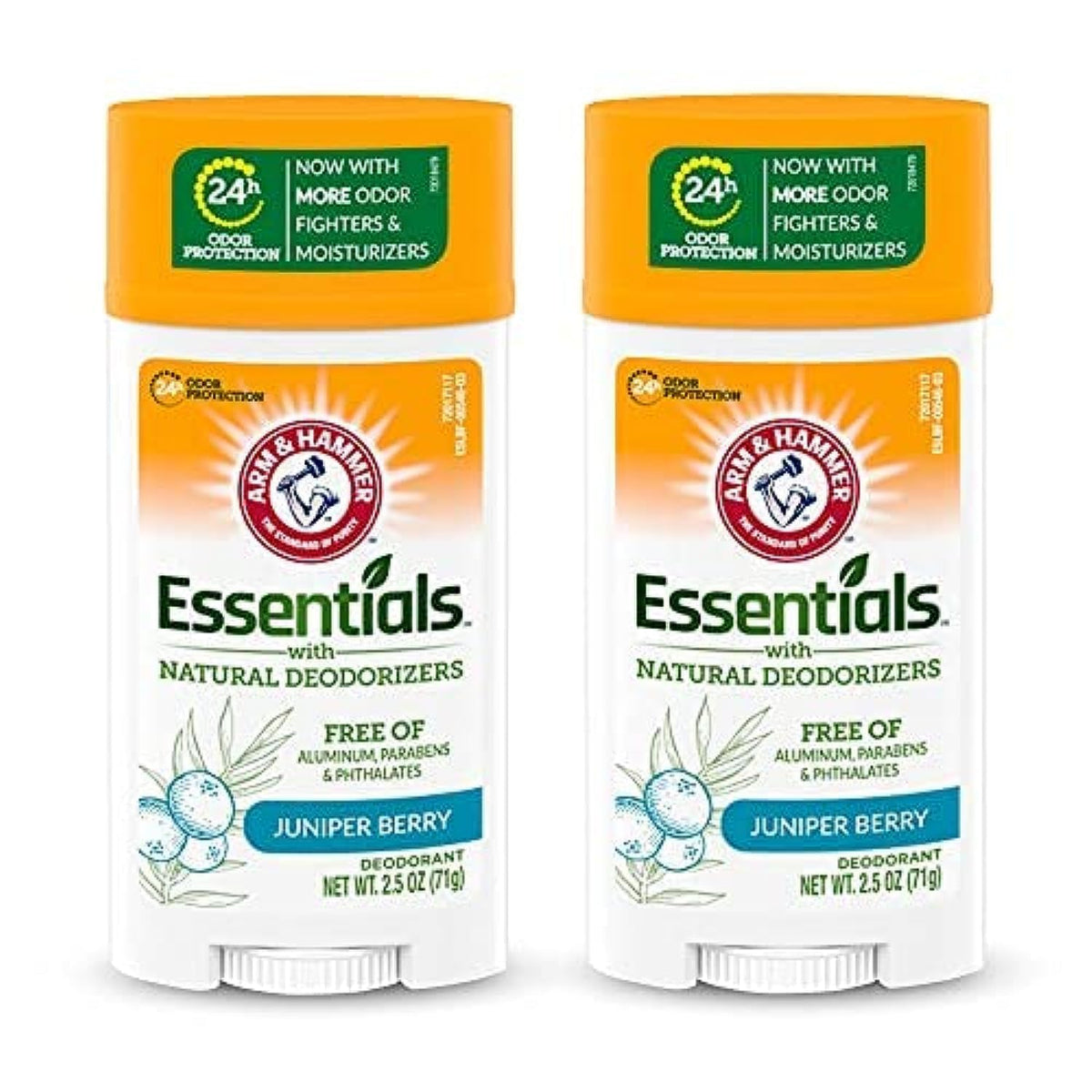 ARM & HAMMER Essentials Deodorant - Clean Juniper Berry - Aluminum-Free, Paraben-Free, Phthalate-Free - 2.5oz (Pack of 2)