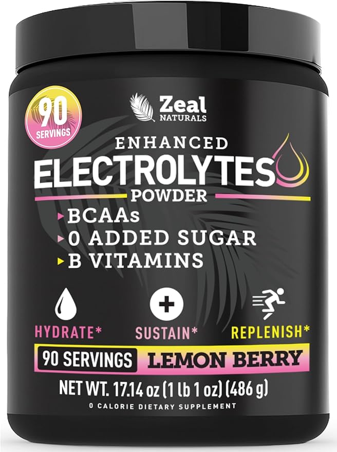 Zeal Electrolyte Powder - Lemon Berry Flavor | 90 Servings | Zero Sugar Hydration & Recovery