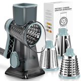KEOUKE Rotary Cheese Grater & Vegetable Shredder - 3 Blades & Suction Base