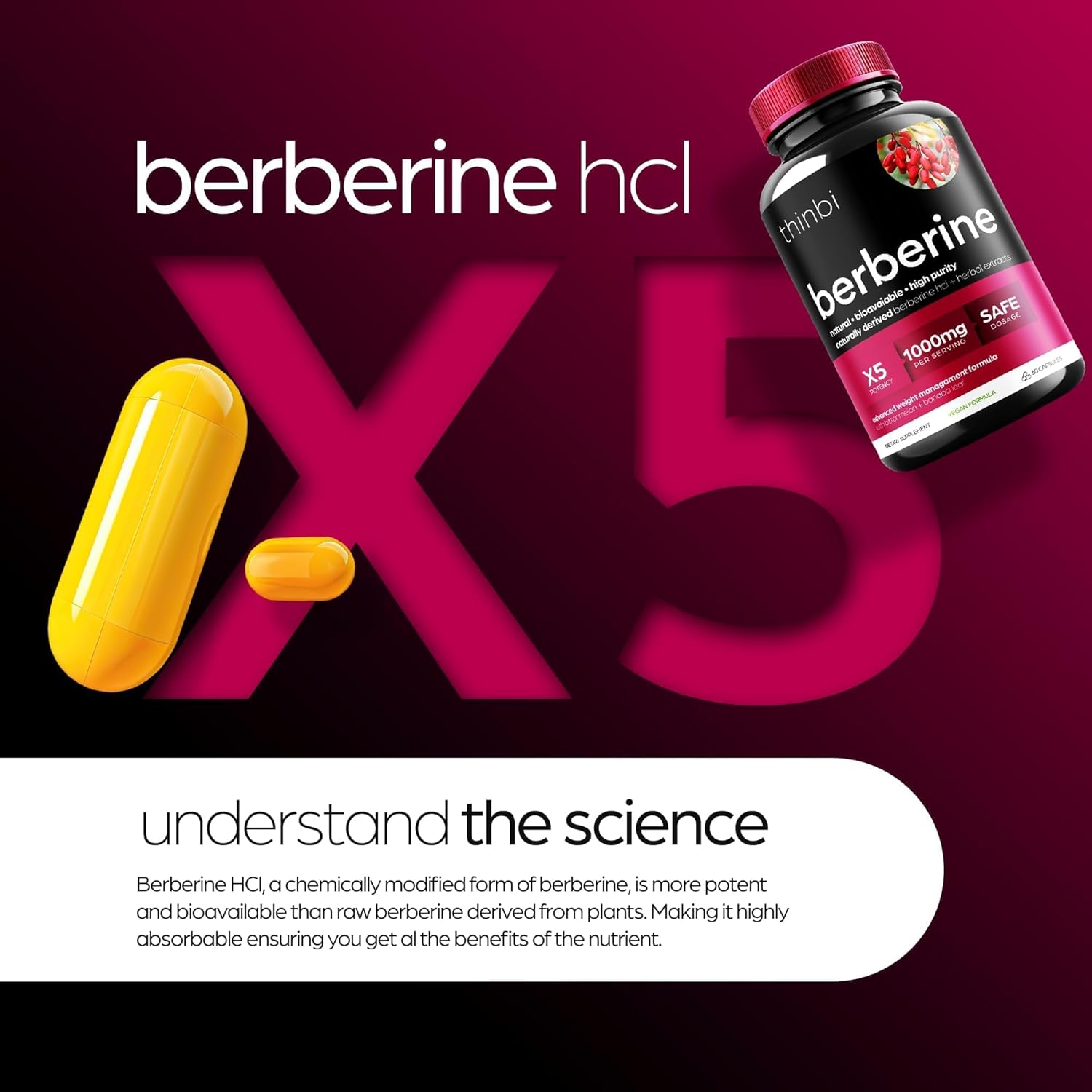 Berberine supplement capsules with bitter melon and banaba leaf for weight management