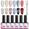 Azonee 6 Pcs Holographic Glitter Cat Eye Magnetic Gel Polish Kit