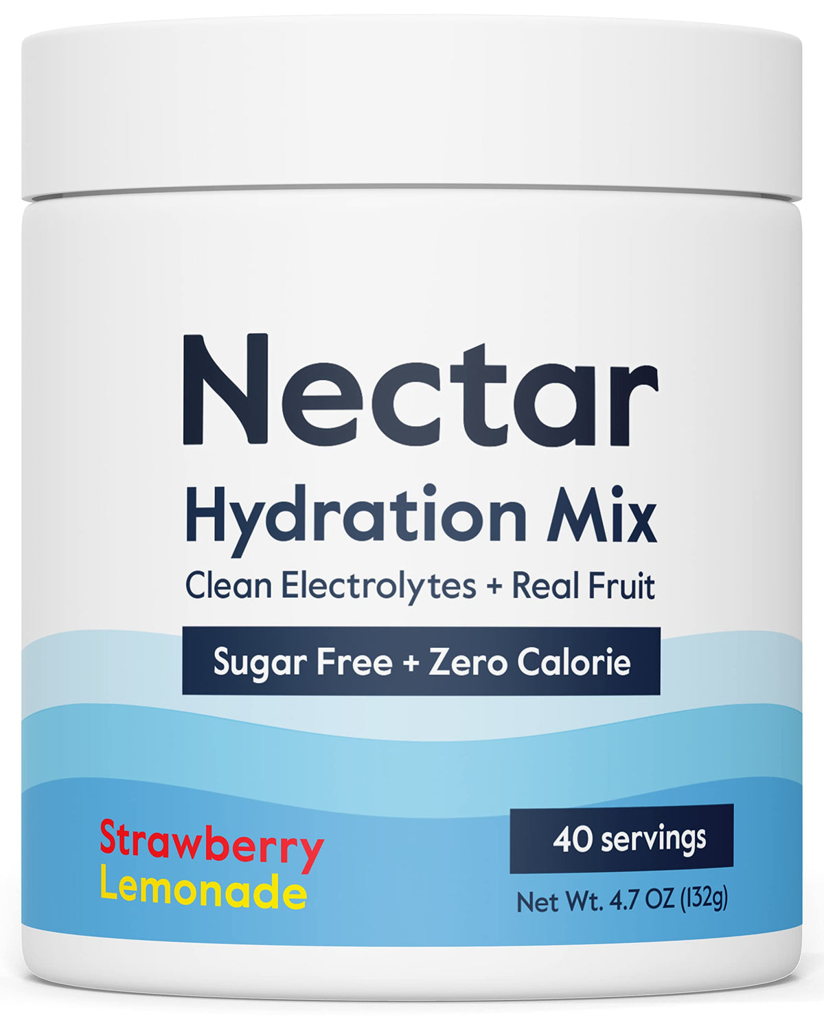 Nectar Sugar Free Electrolytes Powder - Organic Fruit - No Sugar or Calories - Hydration Powder for Dehydration Relief and Rehydration - Strawberry Lemonade 40 Serving Tub