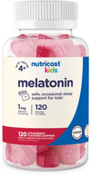 Nutricost Kids Melatonin Gummies 1mg - 120 Strawberry Flavored Gummies for Sleep Support