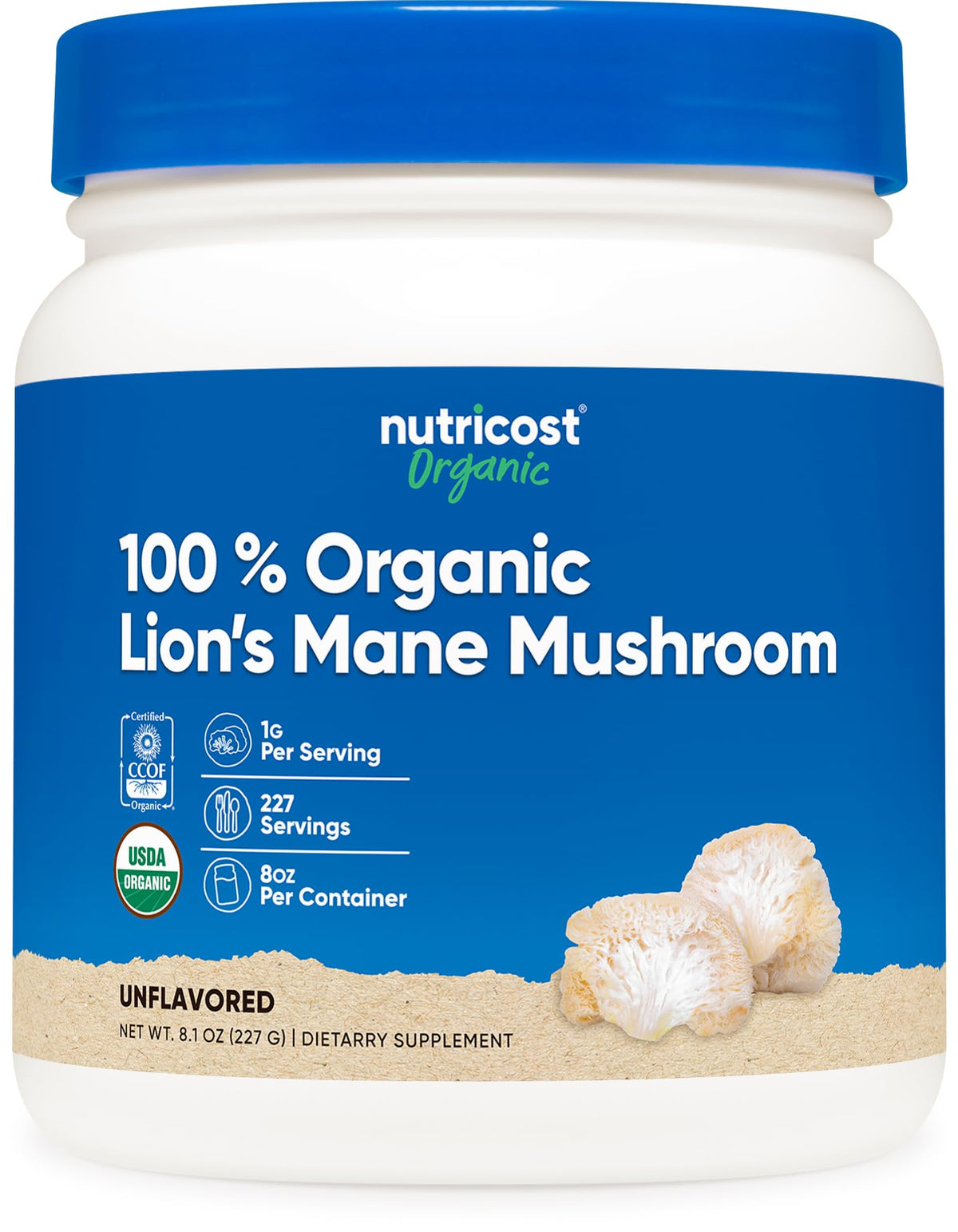 Nutricost Organic Lion's Mane Mushroom Powder - 227 Servings