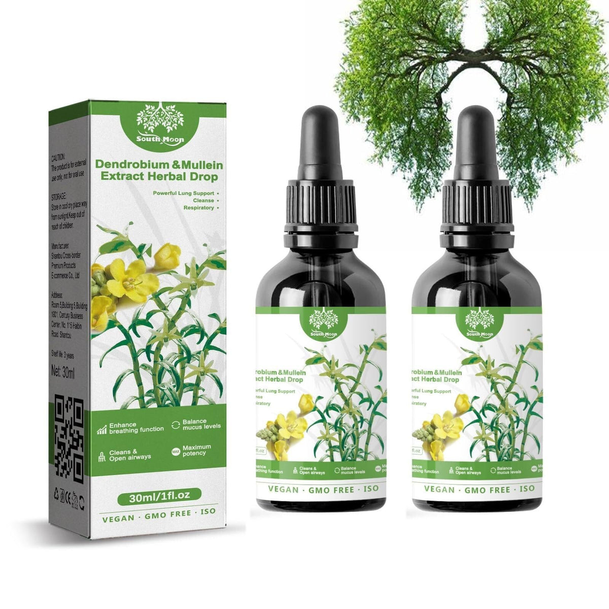 Herbal Lung Cleanse Drops - Dendrobium & Mullein Extract for Respiratory Support - 2pcs Clearbreath Drops