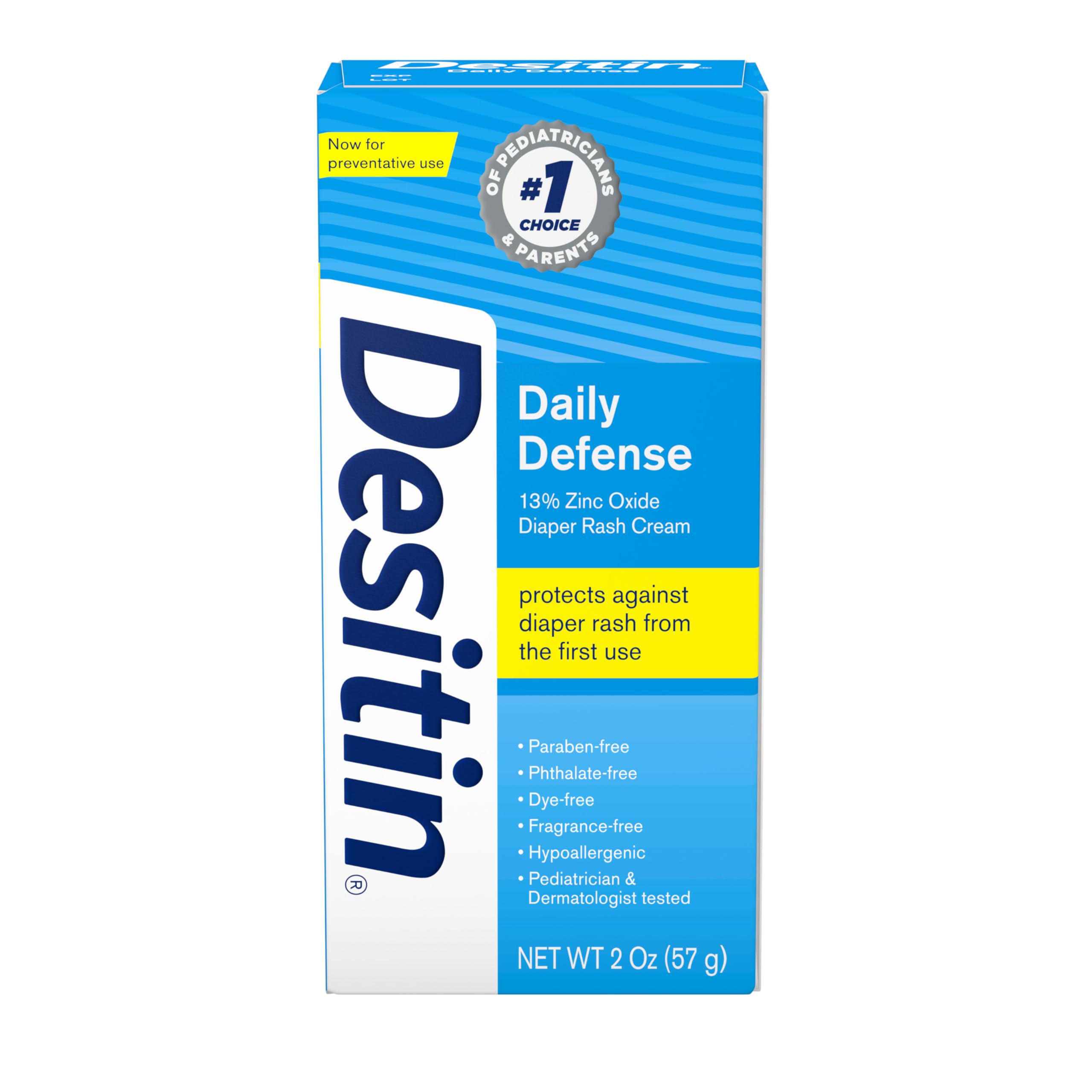 Desitin Daily Defense Baby Diaper Rash Cream 13% Zinc Oxide - Travel Size 2 oz - Dermatologist Recommended