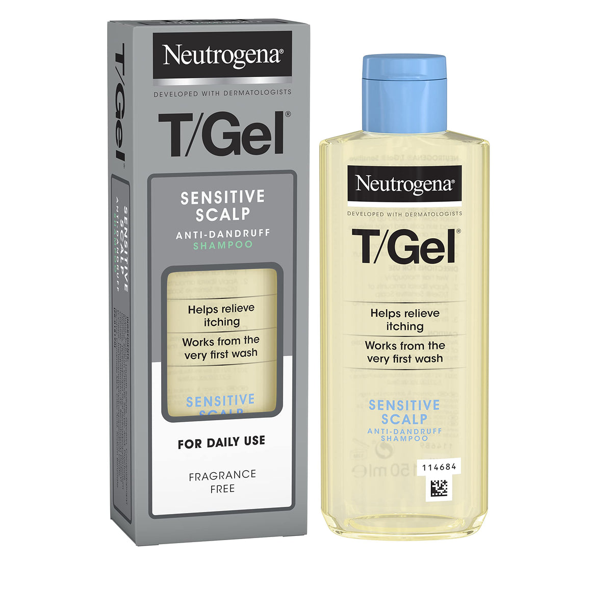 Neutrogena T/Gel Anti-Dandruff Shampoo for Sensitive Scalp - 150ml - Fragrance-Free Salicylic Acid Formula