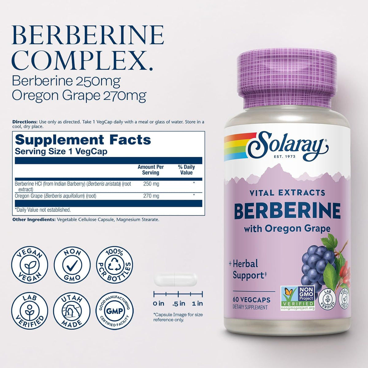Solaray Berberine Root Extract - 60 Vegan Capsules