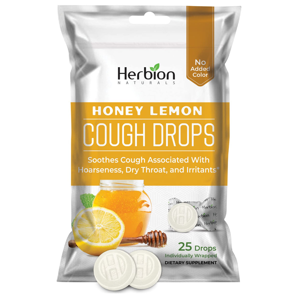 Herbion Naturals Honey Lemon Cough Drops - Soothing Relief - 25 Count