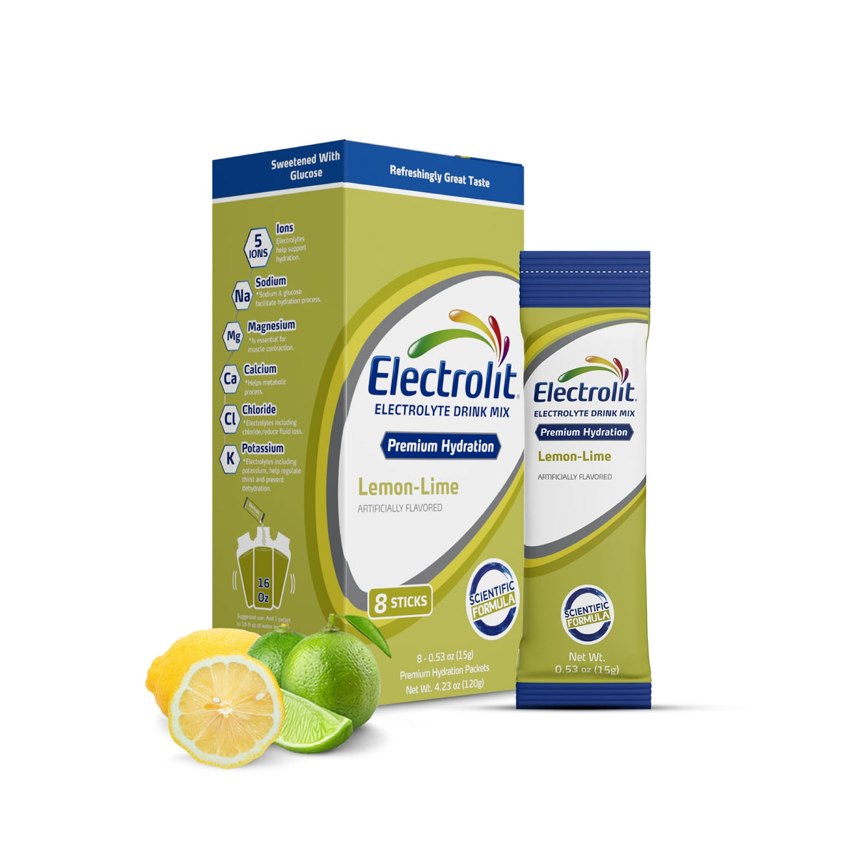 Electrolit Electrolytes Powder Packets Lemon Lime | 8 Pack | Gluten-Free Hydration Drink Mix