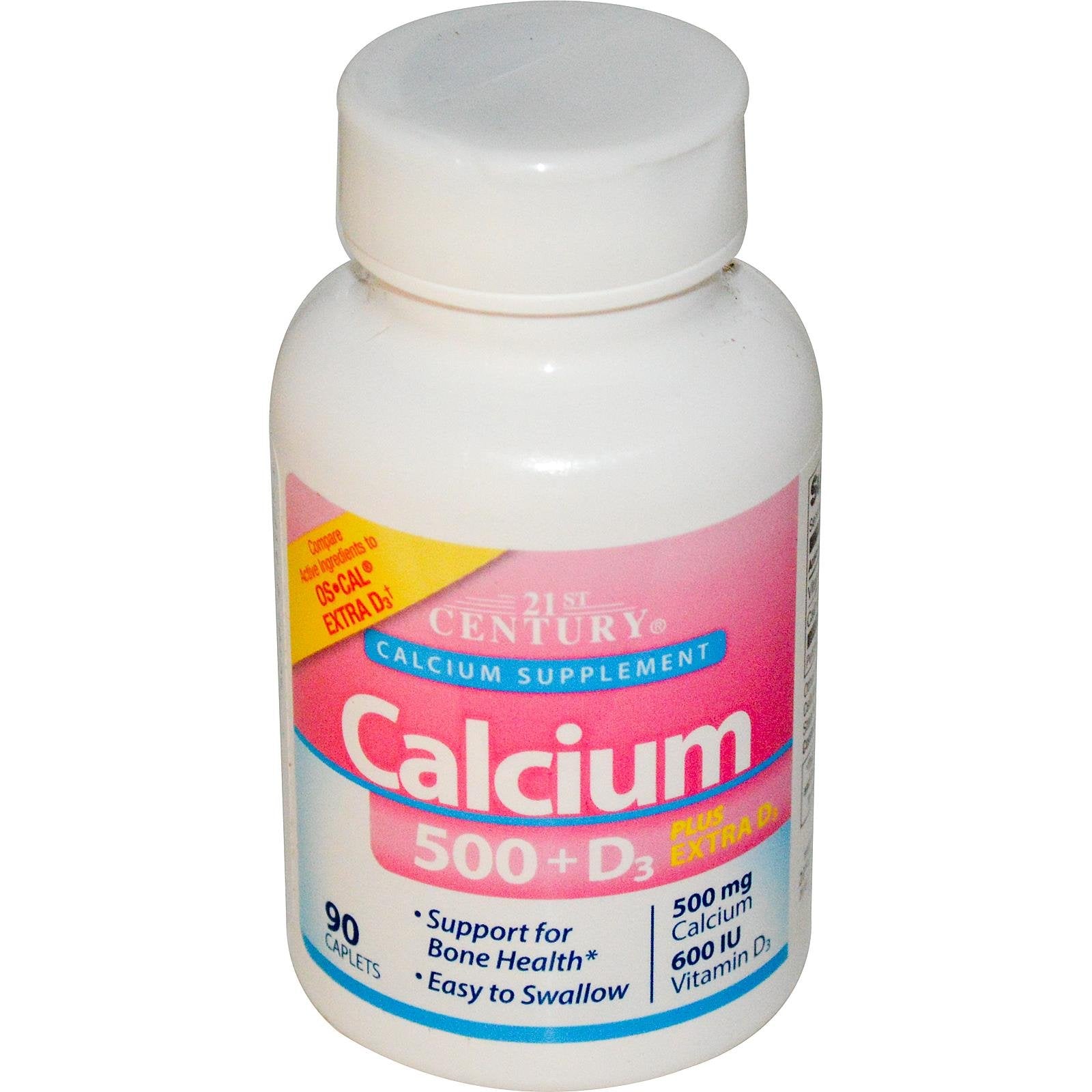 21st Century Calcium 500 + D3 Plus Extra - 90 Tablets | Bone & Joint Support